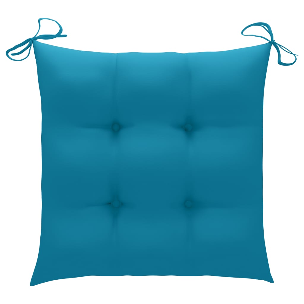 vidaXL Sodo kėdės su šviesiai mėlynomis pagalvėlėmis, 4vnt., tikmedis