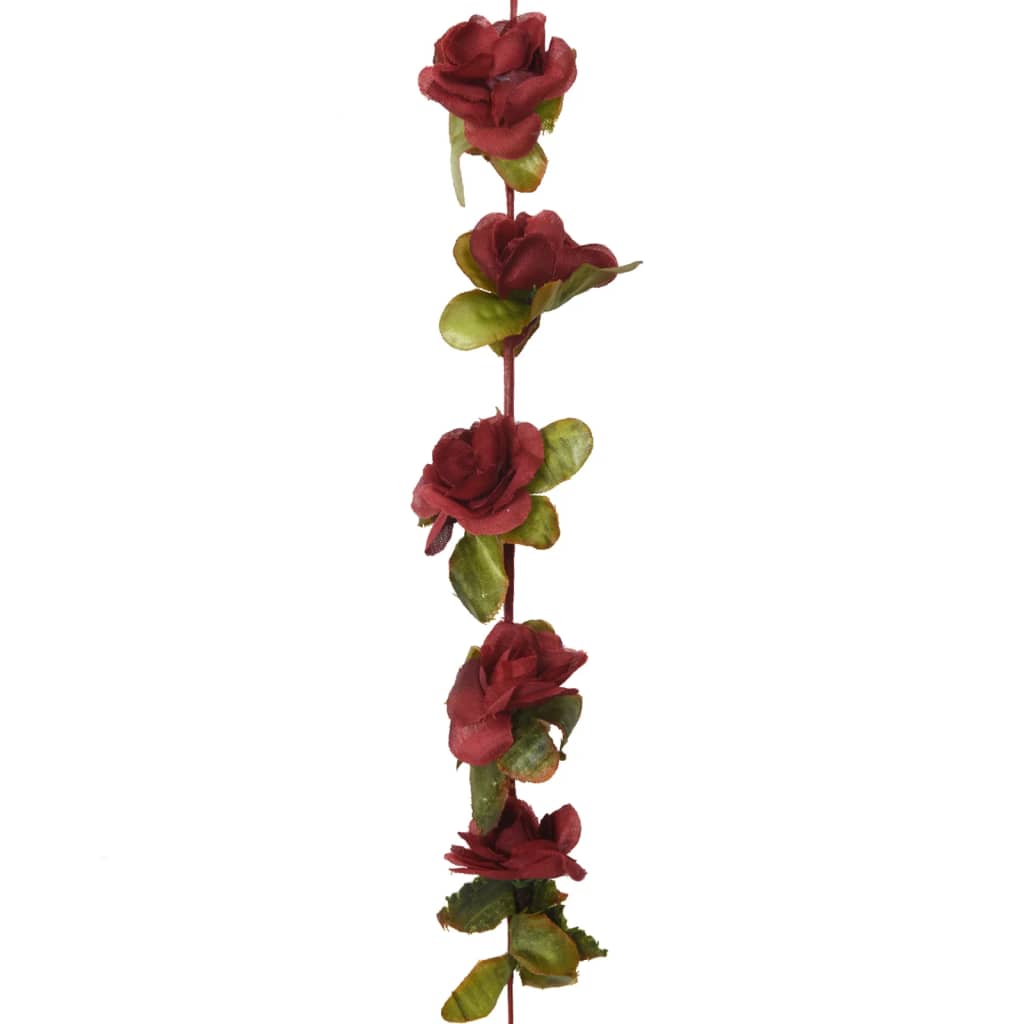 vidaXL Dirbtinių gėlių girliandos, 6vnt., vyno raudonos, 250cm