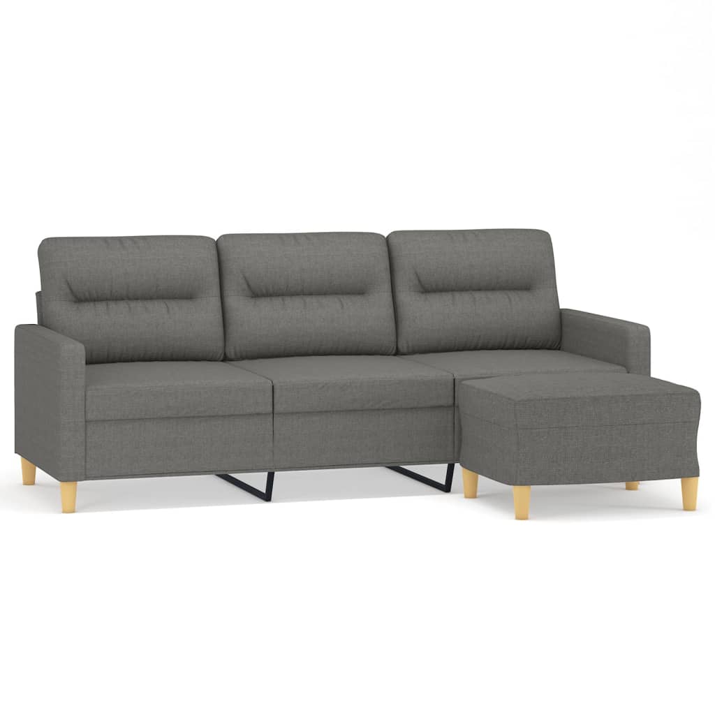 vidaXL Trivietė sofa su pakoja, tamsiai pilkos spalvos, 180cm, audinys
