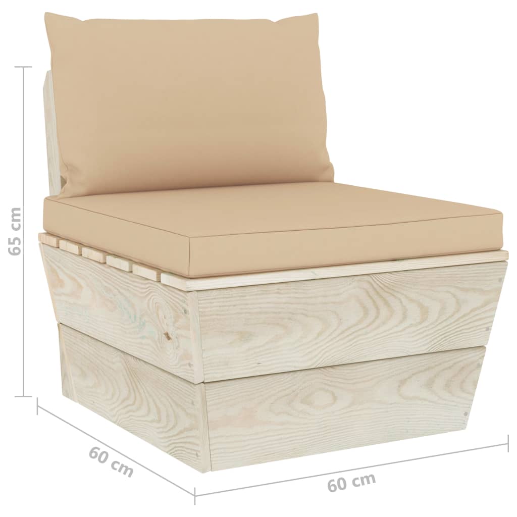 vidaXL Sodo baldų komplektas iš palečių su pagalvėmis, 10 dalių, eglė