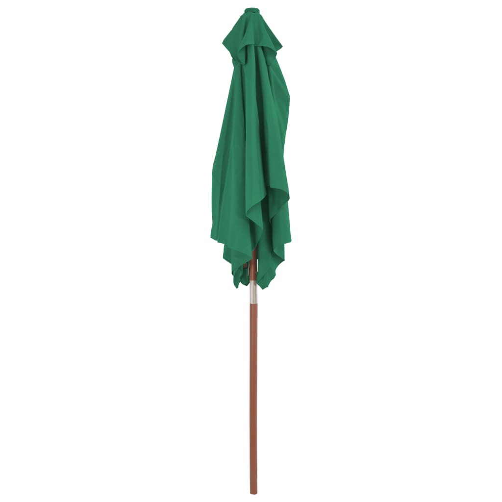 vidaXL Lauko skėtis su mediniu stulpu, 150x200cm, žalias