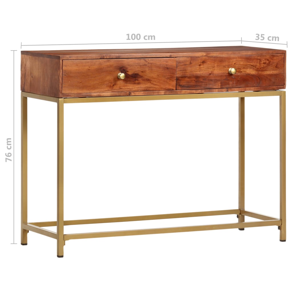 vidaXL Konsolinis staliukas, 100x35x76cm, akacijos medienos masyvas