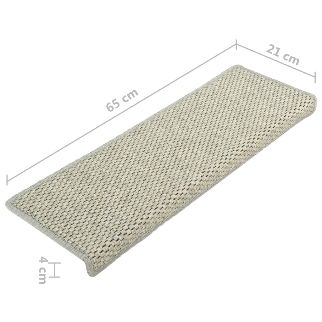 vidaXL Lipnūs laiptų kilimėliai, 15vnt., pilkos spalvos, 65x21x4cm