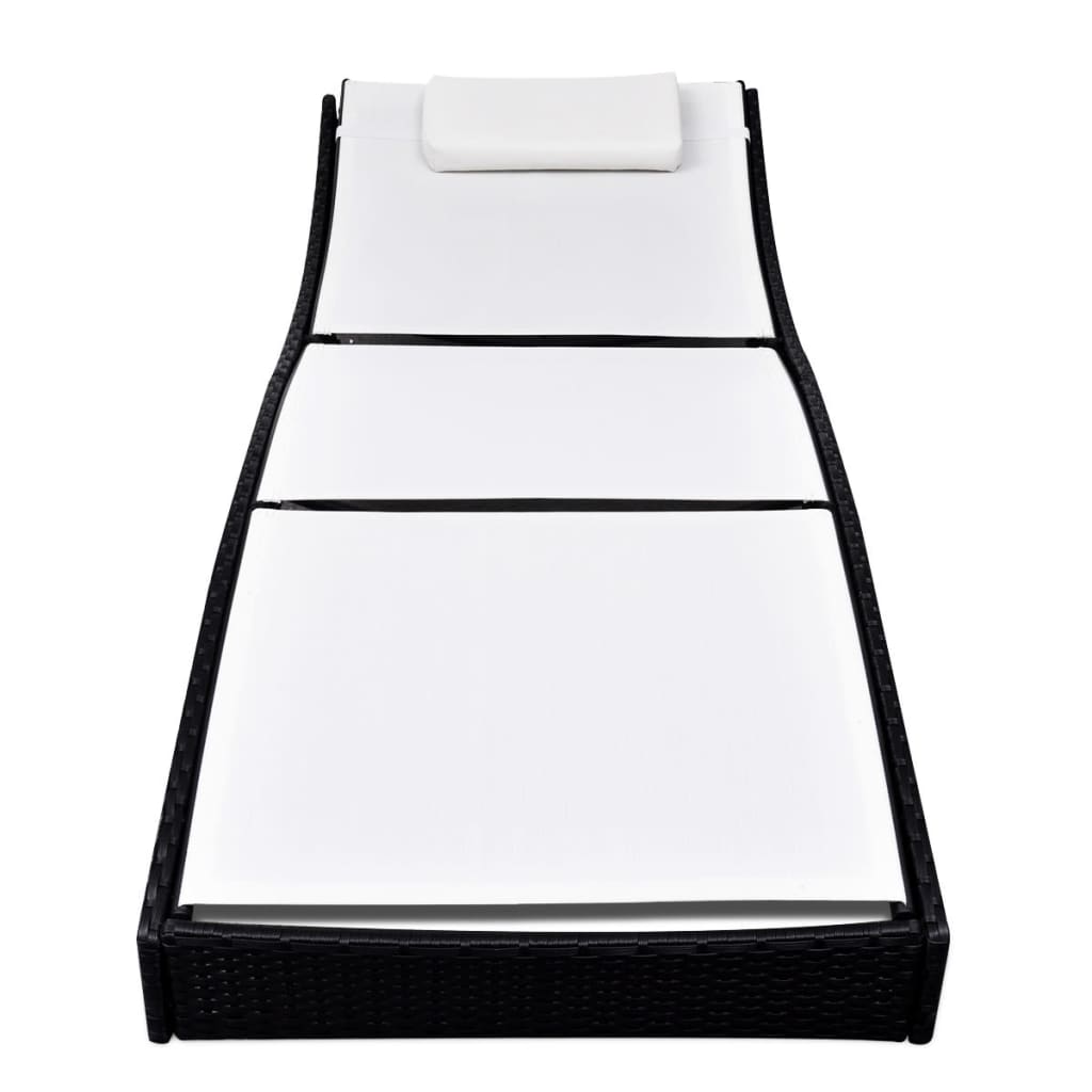 vidaXL Saulės gultas su pagalvėlėmis, poliratanas, baltas