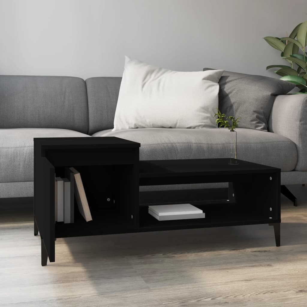 vidaXL Kavos staliukas, juodos spalvos, 100x50x45 cm, apdirbta mediena
