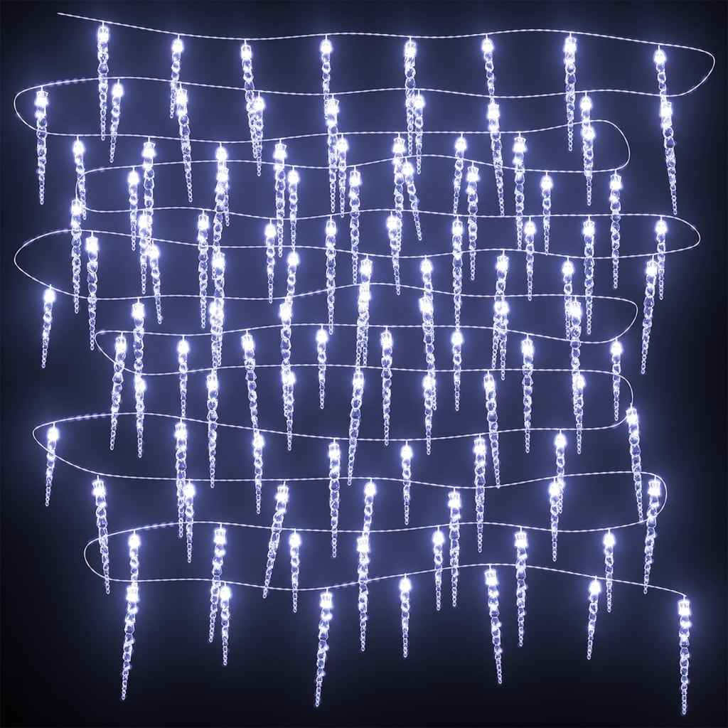 vidaXL Kalėdinė girlianda varvekliai, 200 šaltų baltų LED, akrilas/PVC