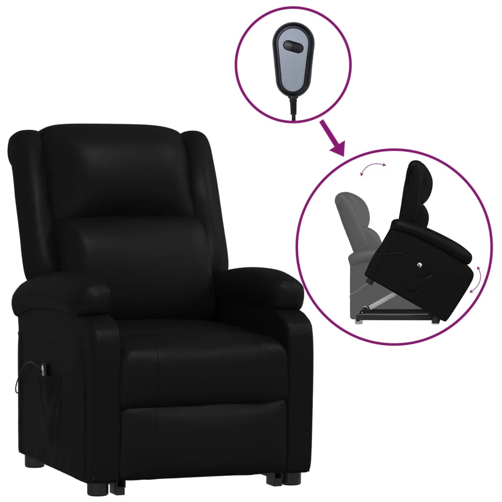 vidaXL Atsistojantis krėslas, juodos spalvos, dirbtinė oda