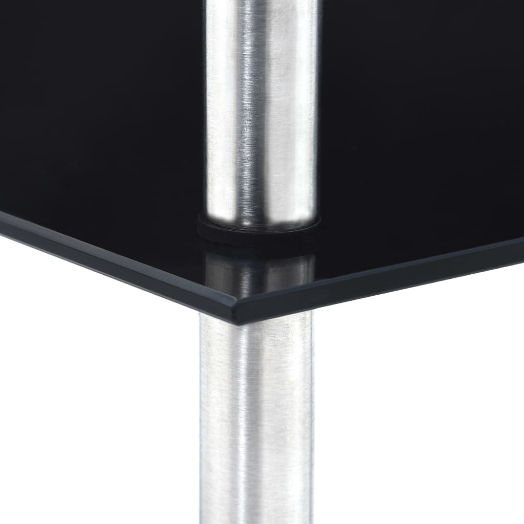 vidaXL Lentyna, 3 aukštų, juoda, 30x30x67cm, grūdintas stiklas