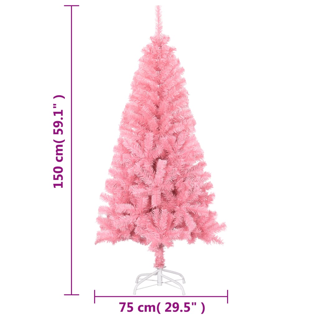 vidaXL Dirbtinė Kalėdų eglutė su stovu, rožinės spalvos, 150cm, PVC