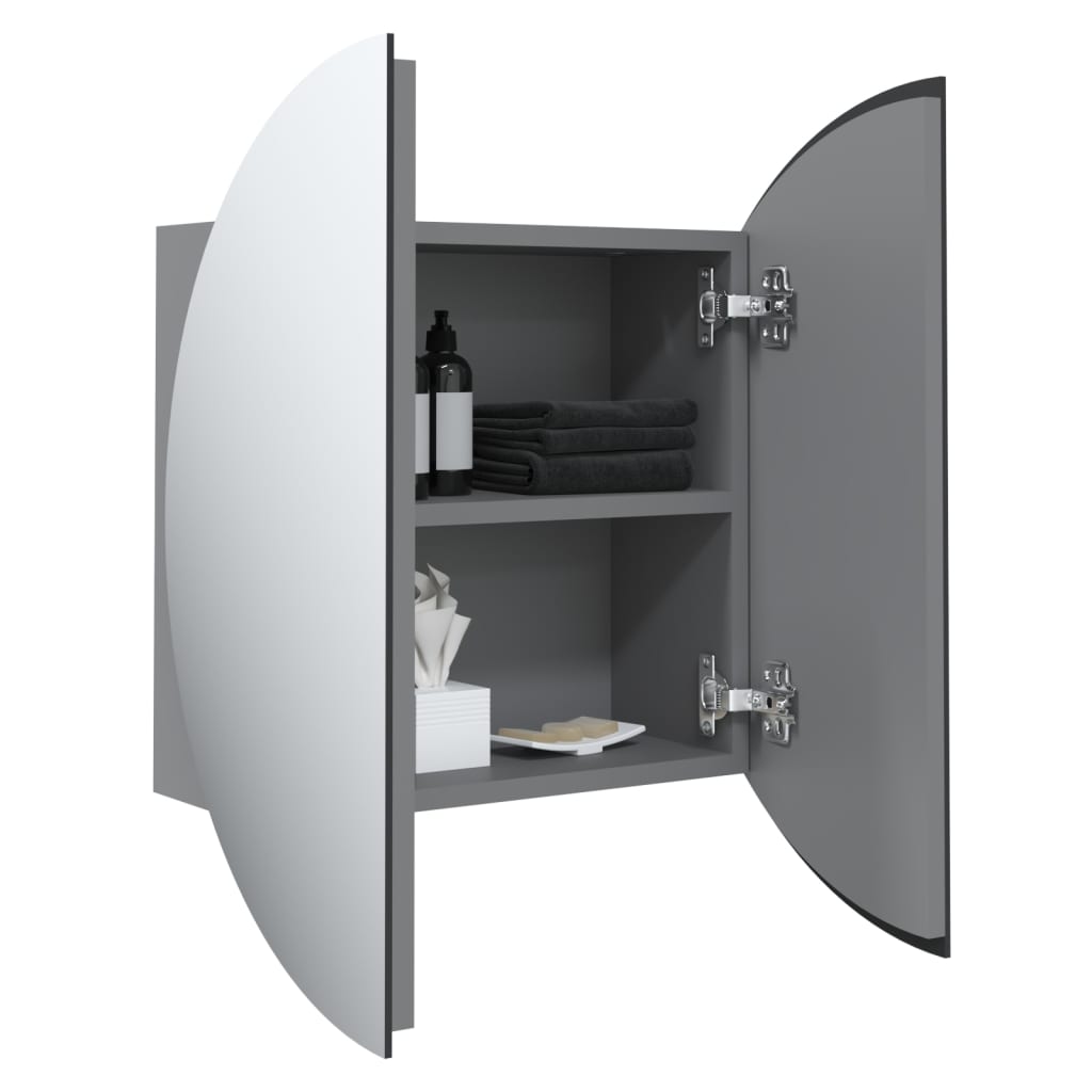 vidaXL Vonios kambario spintelė su veidrodžiu/LED, pilka, 40x40x17,5cm