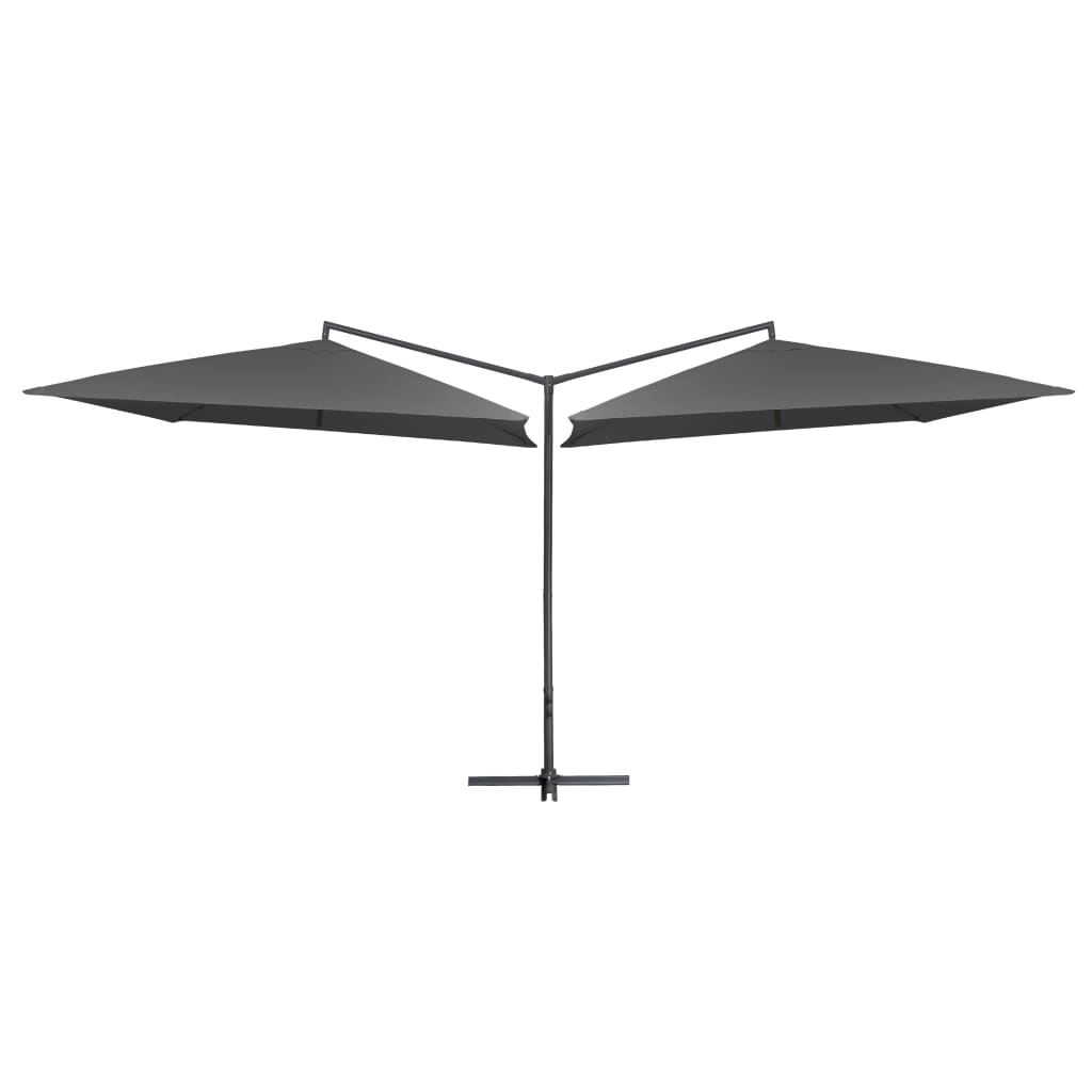 vidaXL Dvigubas skėtis su plieniniu stulpu, antracito, 250x250cm
