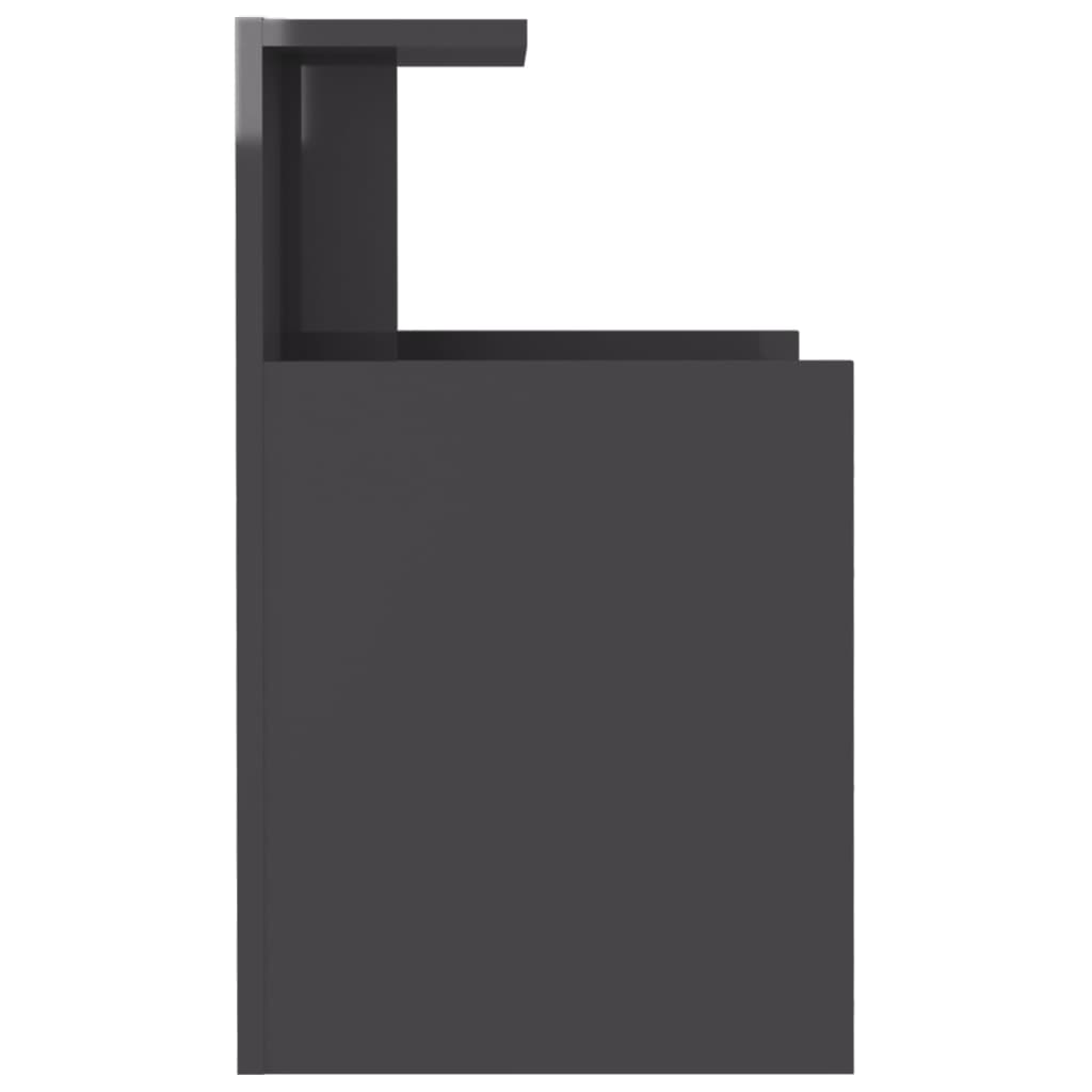 vidaXL Naktinė spintelė, pilkos spalvos, 40x35x60cm, MDP, blizgi