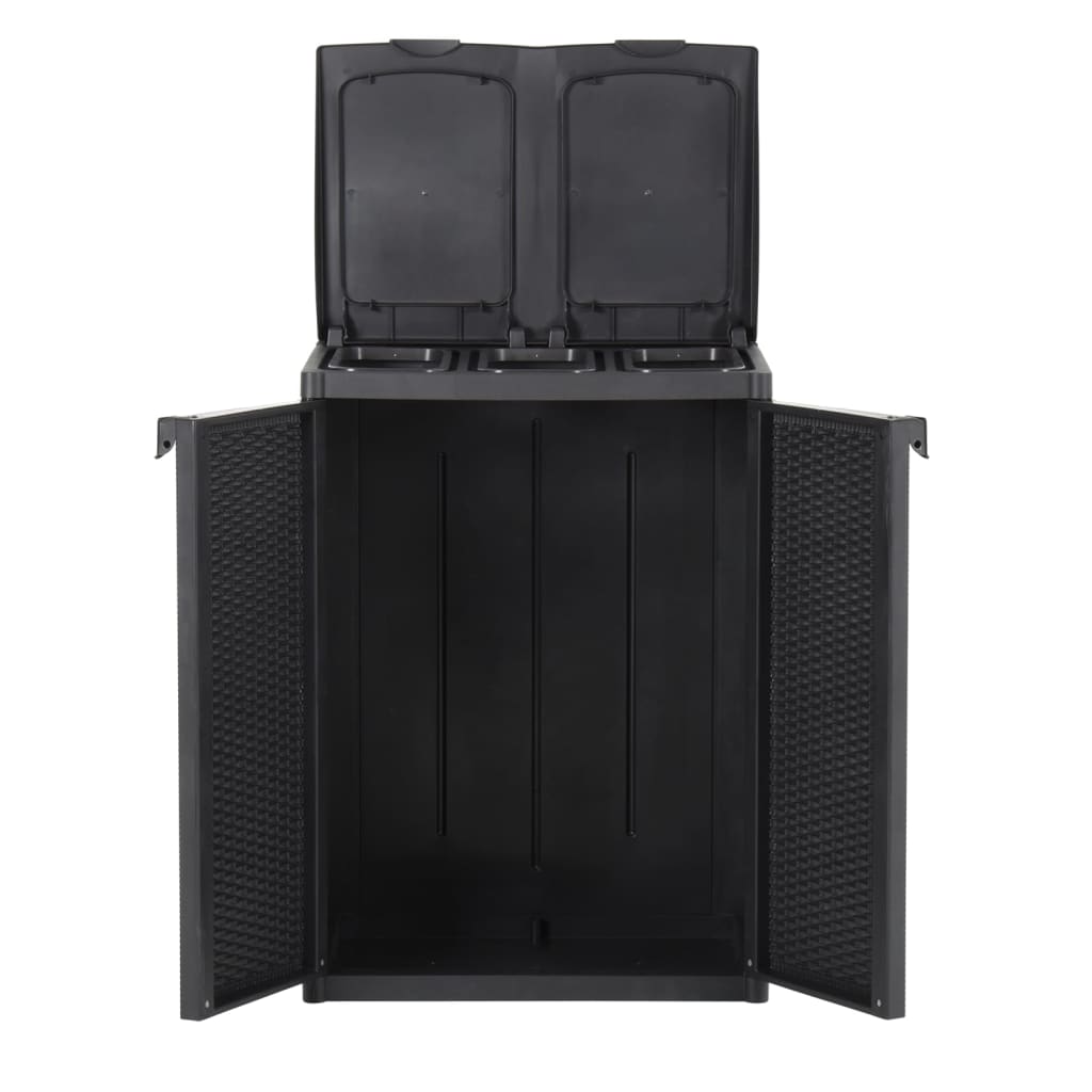 vidaXL Šiukšliadėžė su 2 durelėmis, juodos spalvos, 65x45x88cm, PP