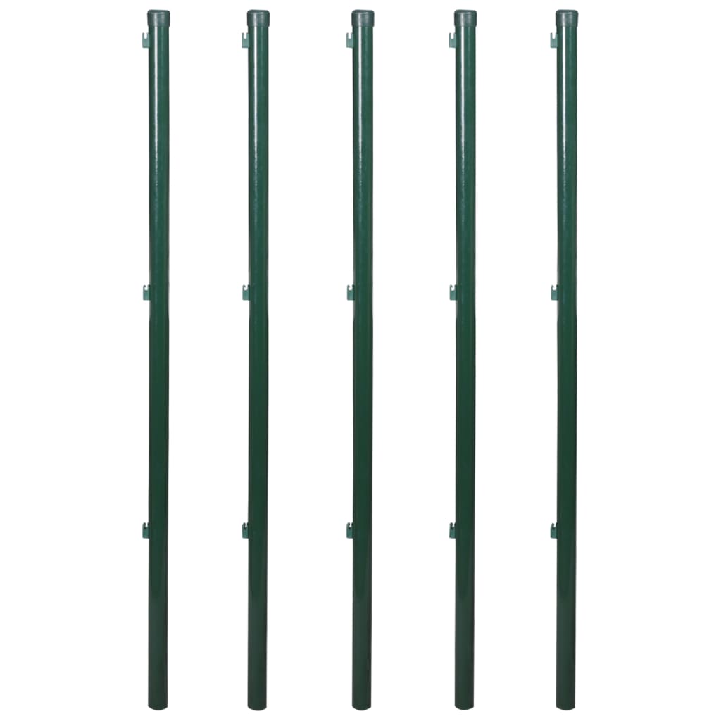 vidaXL Tinklinė tvora su stulpais, žalia, 1,5x15m, plienas