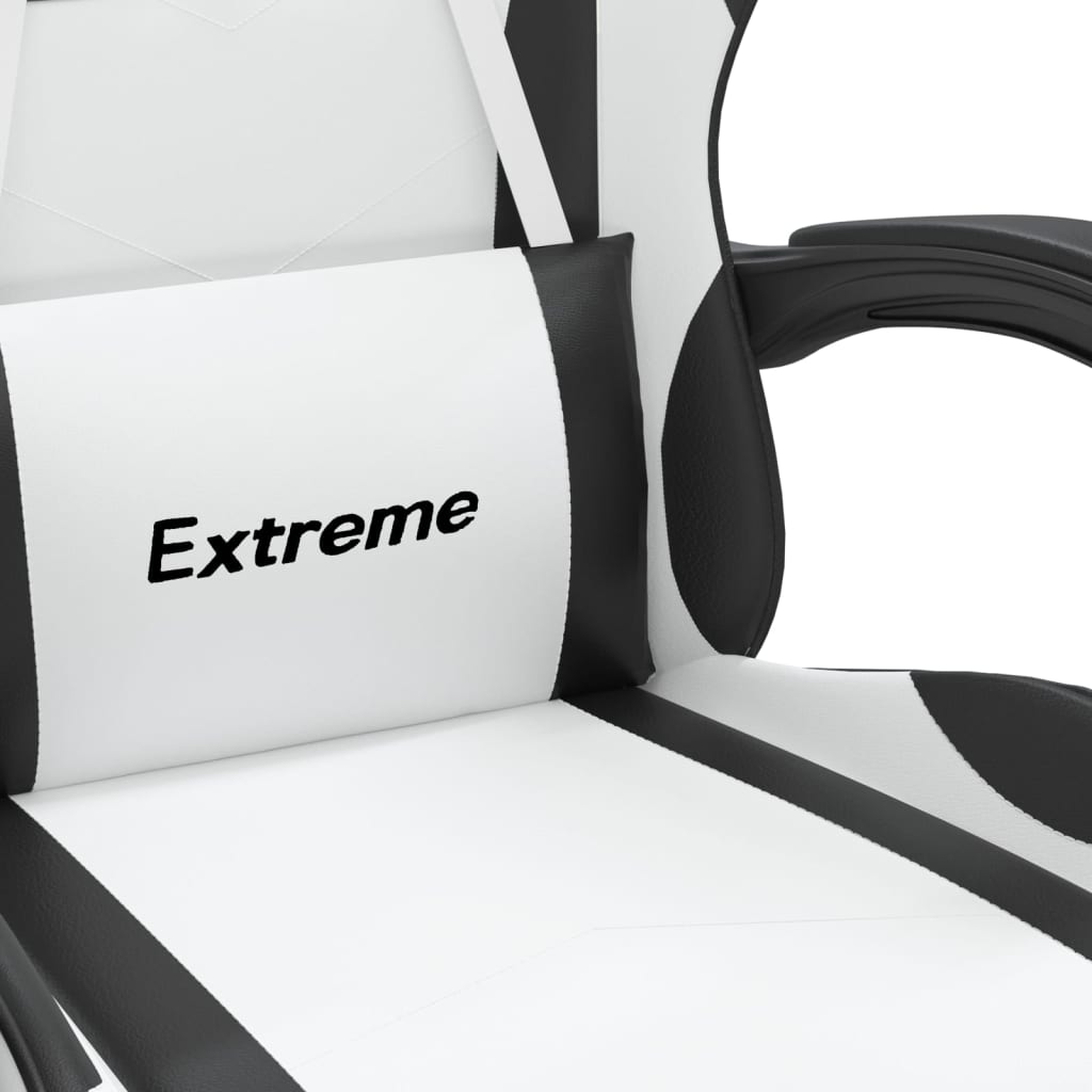 vidaXL Pasukama žaidimų kėdė su pakoja, balta ir juoda, dirbtinė oda