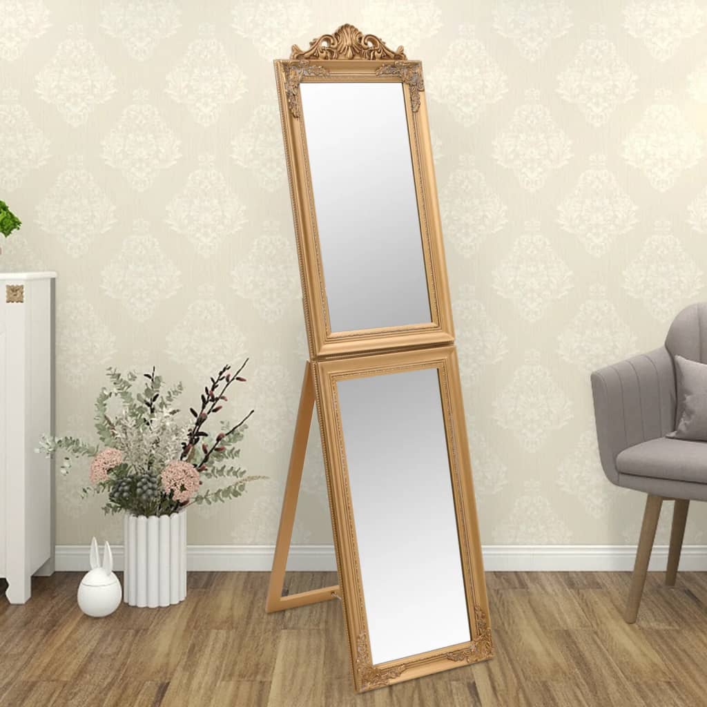 vidaXL Laisvai pastatomas veidrodis, auksinės spalvos, 40x160cm