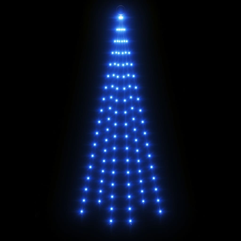 vidaXL Kalėdų eglutė ant vėliavos stiebo, 180cm, 108 mėlynos LED