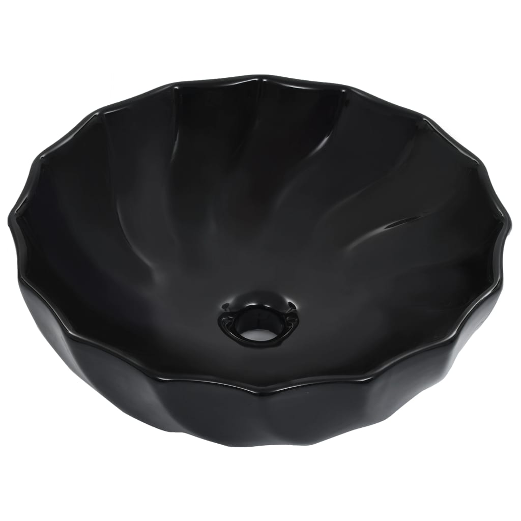 vidaXL Praustuvas, juodos spalvos, 46x17cm, keramika