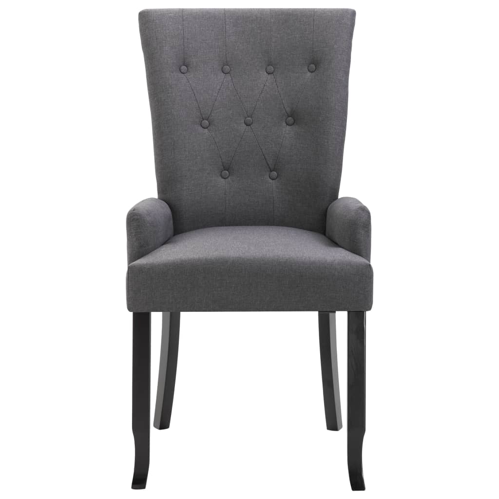 vidaXL Valgomojo kėdė su porankiais, tamsiai pilkas, audinys