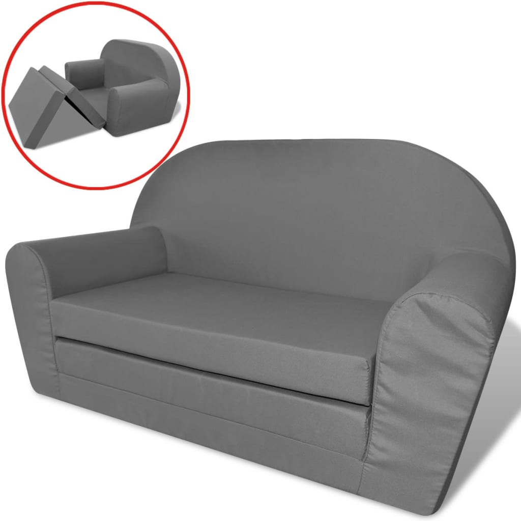 vidaXL vaikiška ištiesiama sofa, pilka