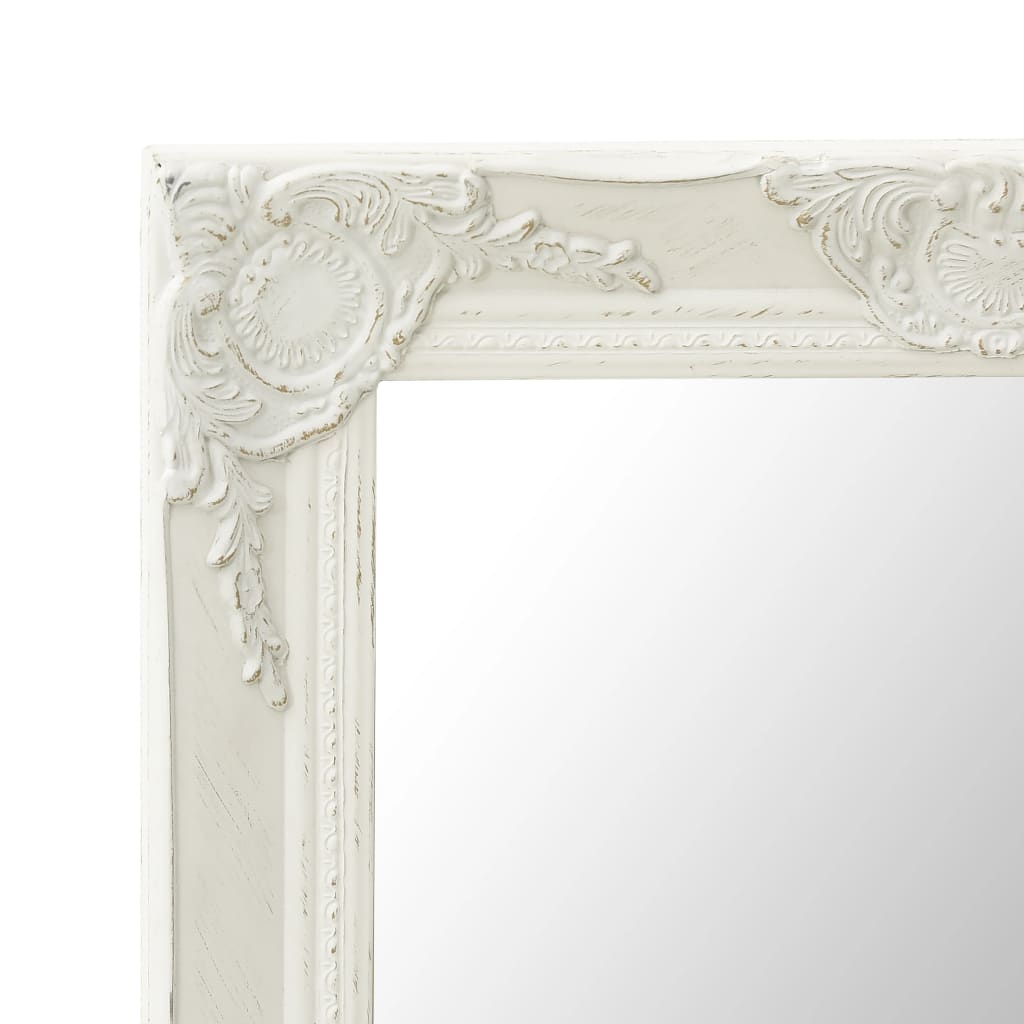 vidaXL Sieninis veidrodis, baltas, 50x80cm, barokinis stilius