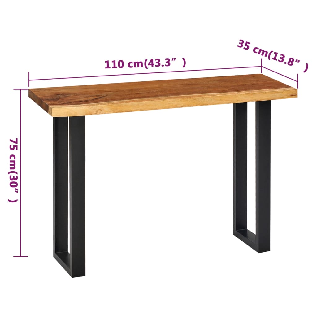 vidaXL Konsolinis staliukas, tikr. skėtaro med. masyv., 110x35x75cm