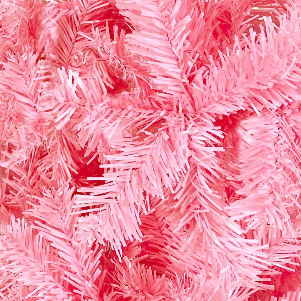 vidaXL Plona apšviesta Kalėdų eglutė su žaisliukais, rožinė, 120cm
