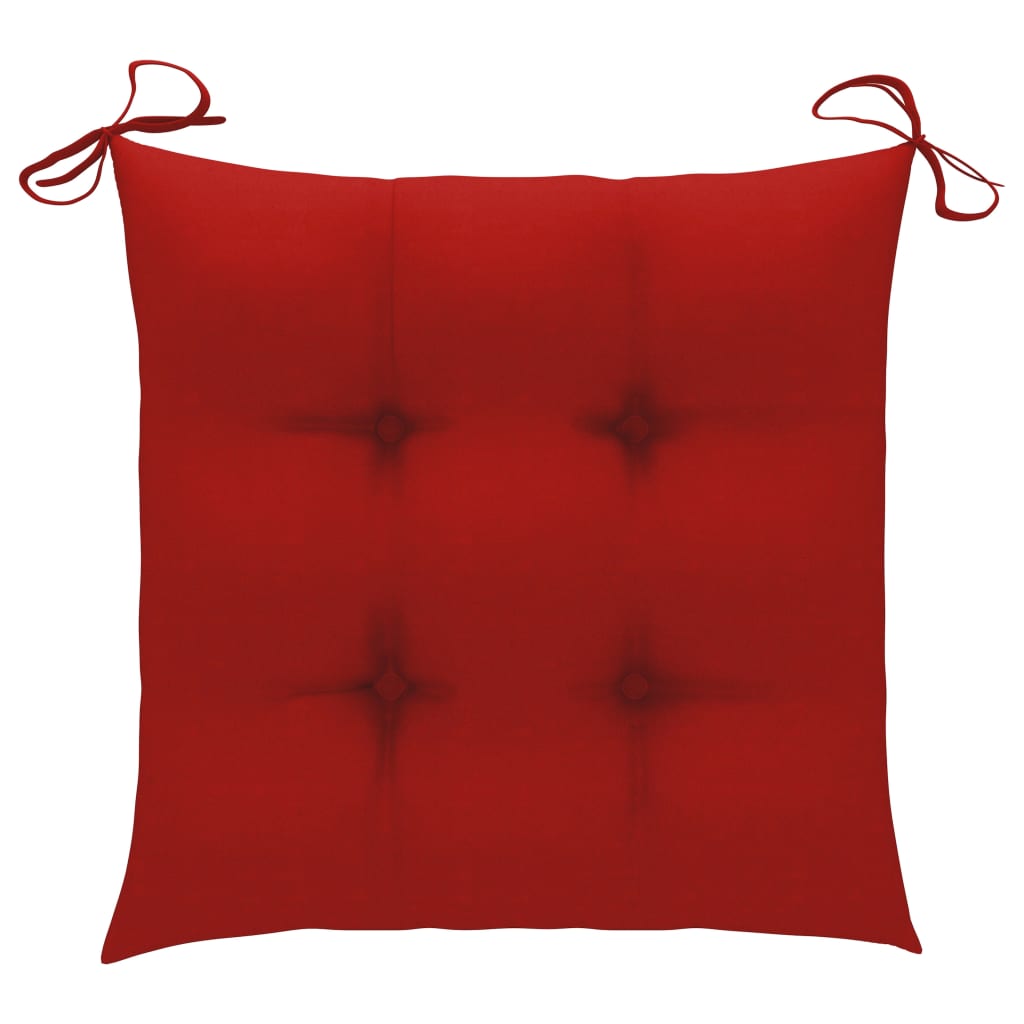 vidaXL Valgomojo kėdės su raudonomis pagalvėlėmis, 2vnt., tikmedis