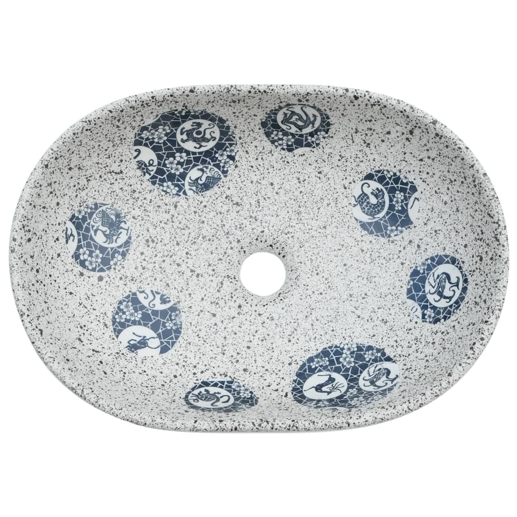 vidaXL Praustuvas ant stalviršio, pilkas/mėlynas, 47x33x13cm, keramika