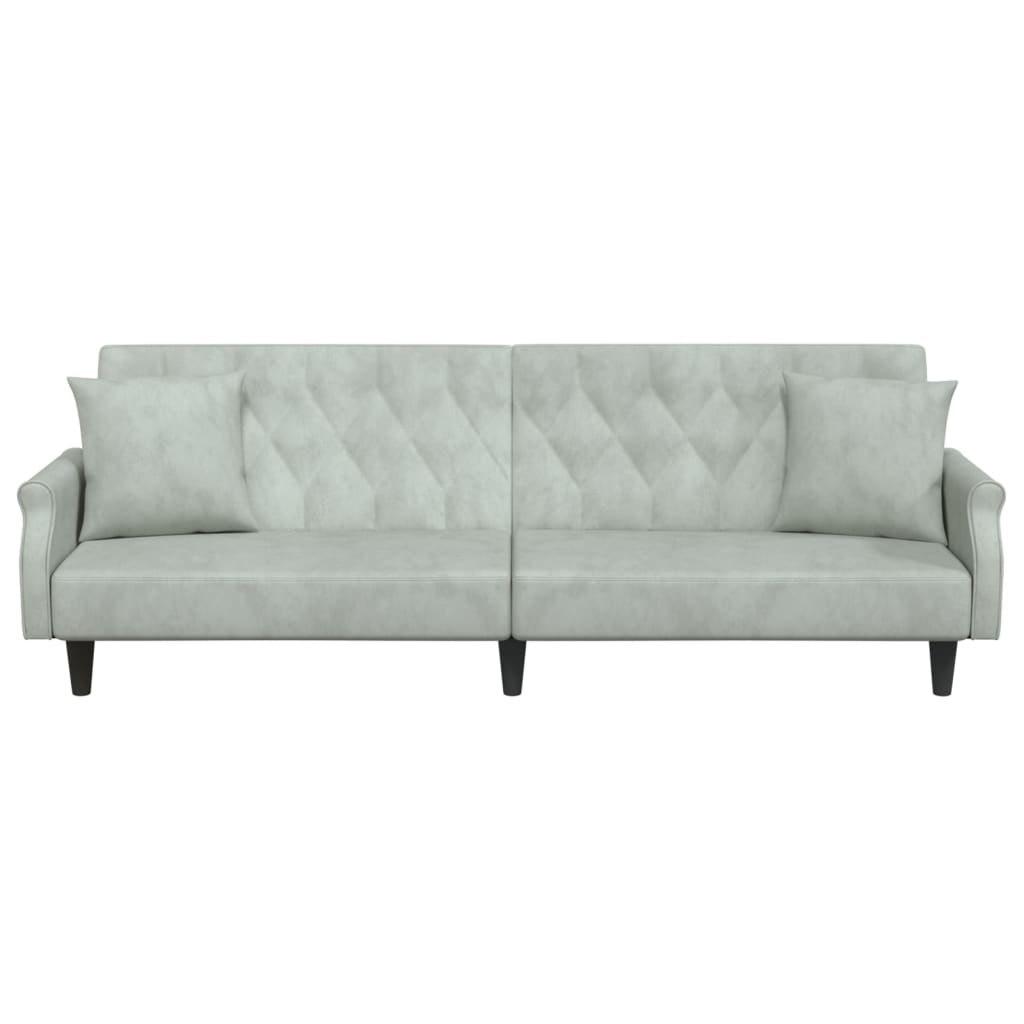 vidaXL Sofa-lova su porankiais, šviesiai pilkos spalvos, aksomas