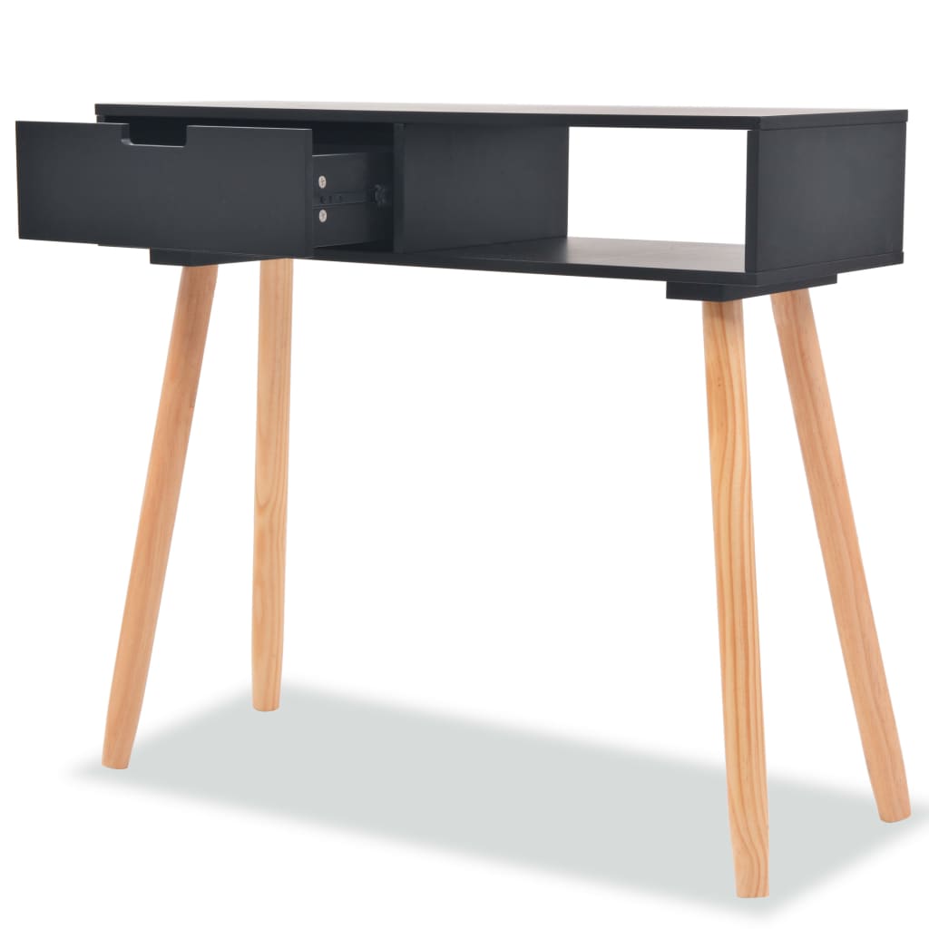 vidaXL Konsolinis stalas, masyvi pušies mediena, 80x30x72cm, juoda