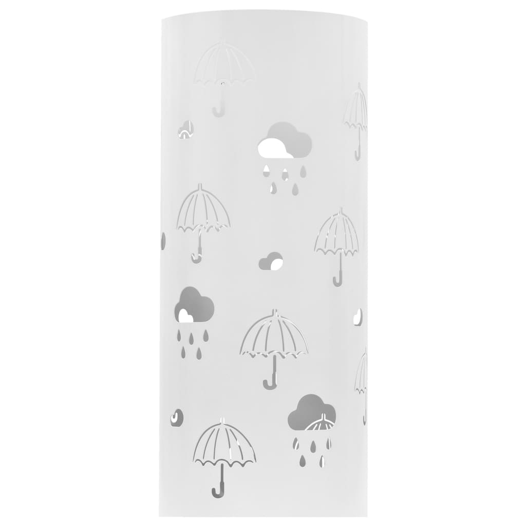 vidaXL Stovas skėčiams, skėčių pav., plieninis, baltas