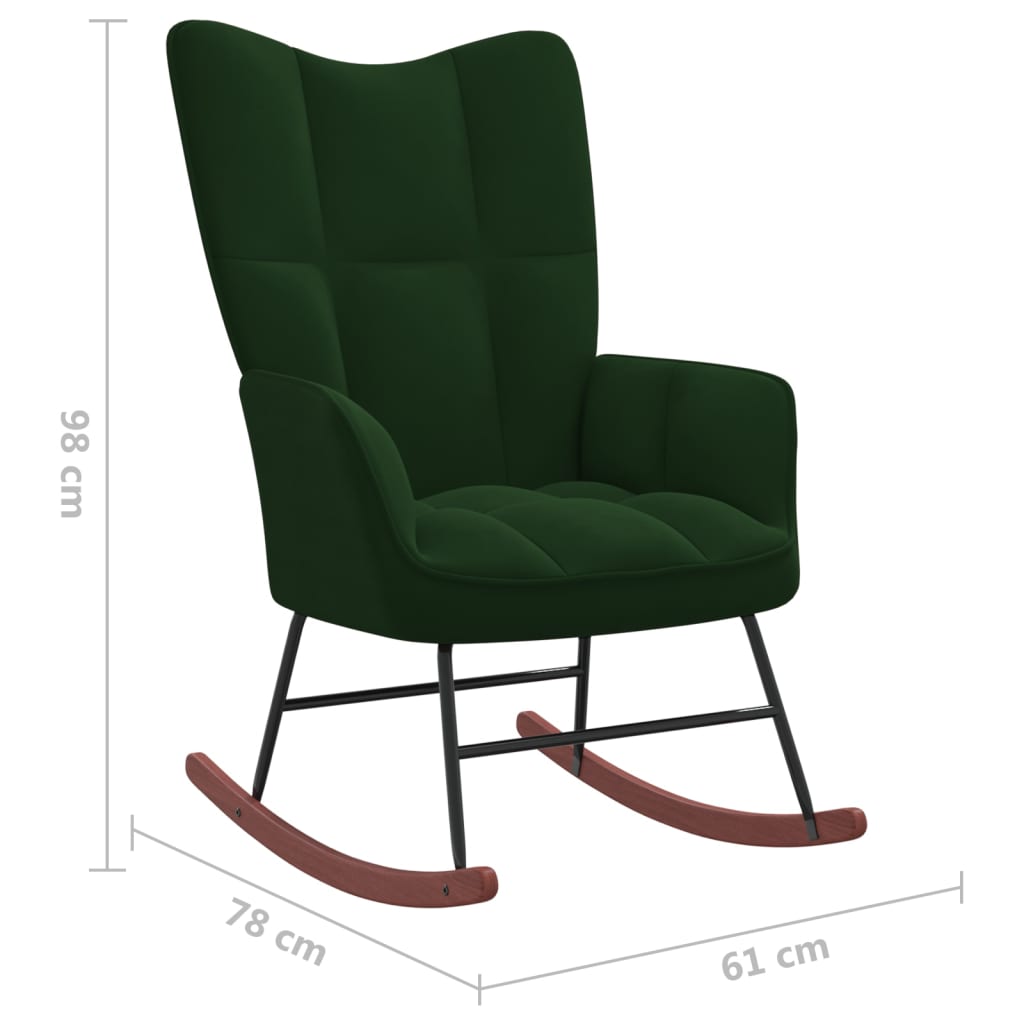 vidaXL Supama kėdė su pakoja, tamsiai žalios spalvos, aksomas