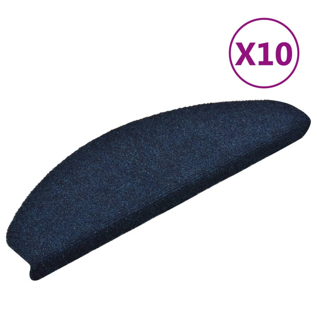 vidaXL Lipnūs laiptų kilimėliai, 10vnt., tamsiai mėlyni, 65x21x4cm