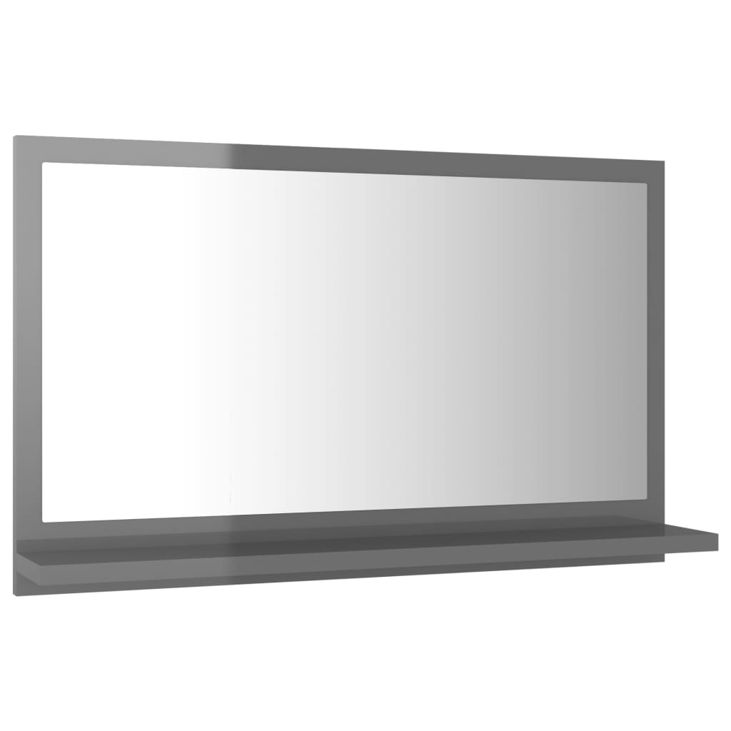 vidaXL Vonios kambario veidrodis, pilkas, 60x10,5x37cm, MDP, blizgus