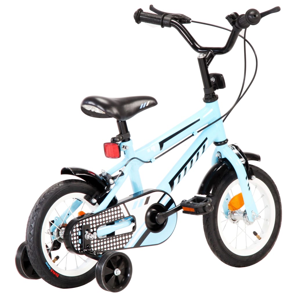 vidaXL Vaikiškas dviratis, juodos ir mėlynos spalvos, 12 colių ratai