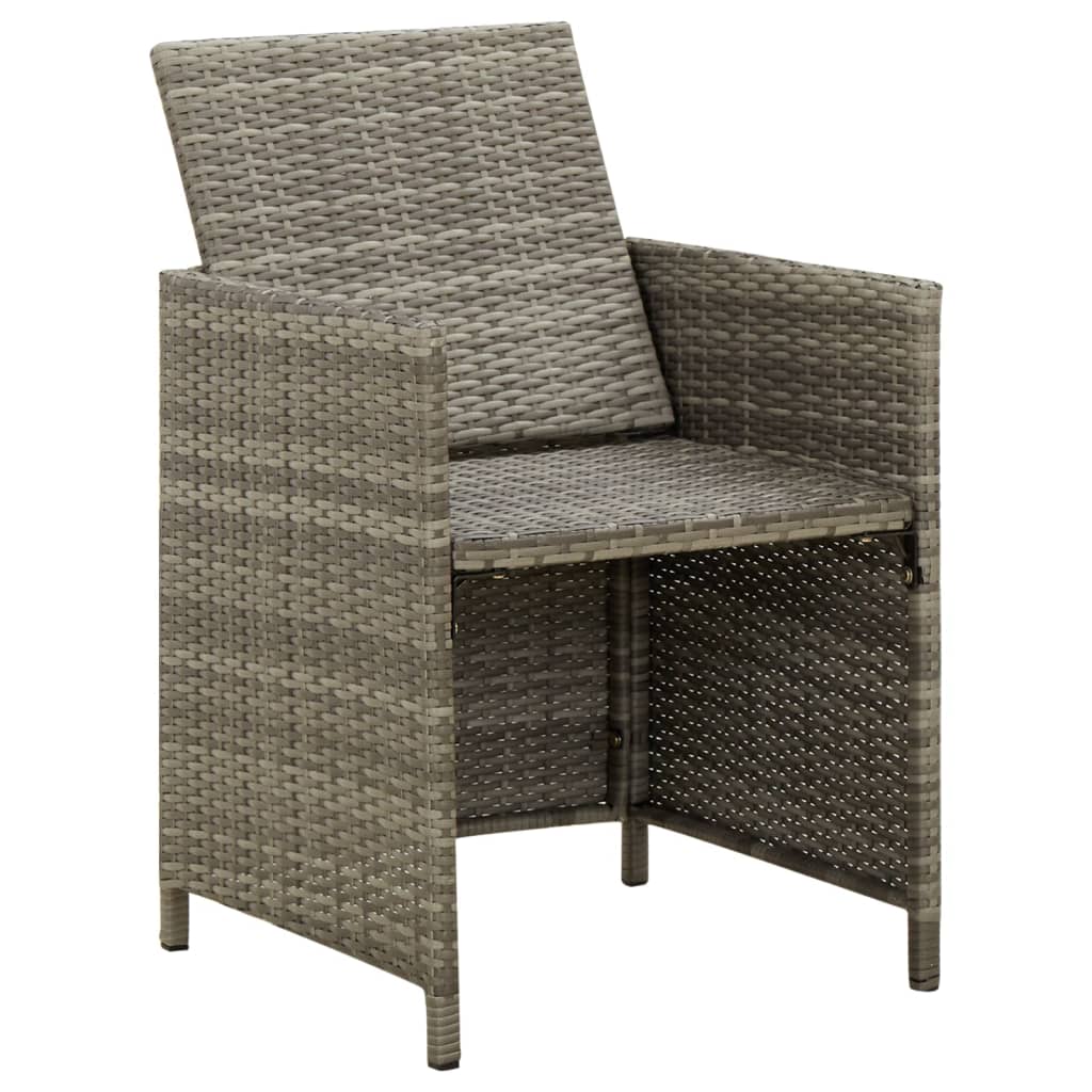 vidaXL Sodo kėdės su pagalvėlėmis, 4vnt., pilkos spalvos, poliratanas