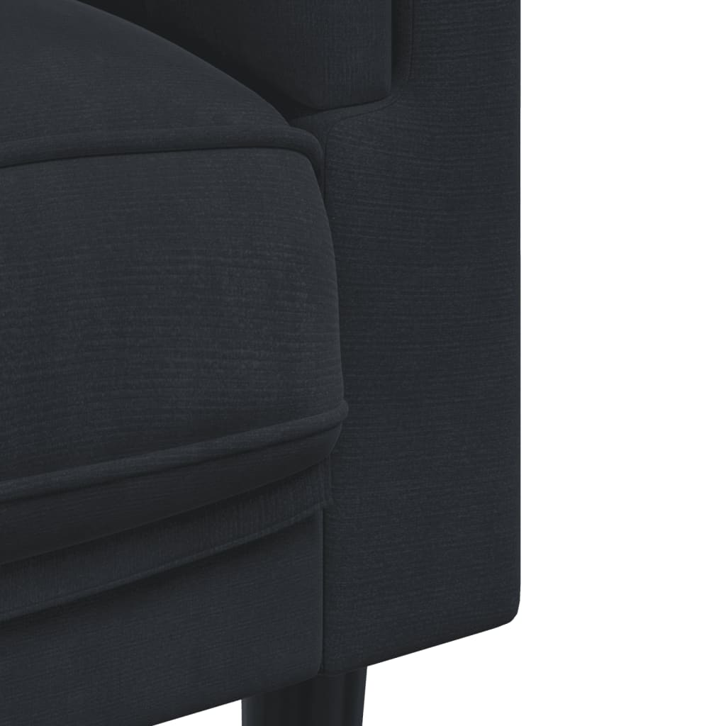 vidaXL Sofos komplektas su pagalvėmis, 3 dalių, juodas, aksomas
