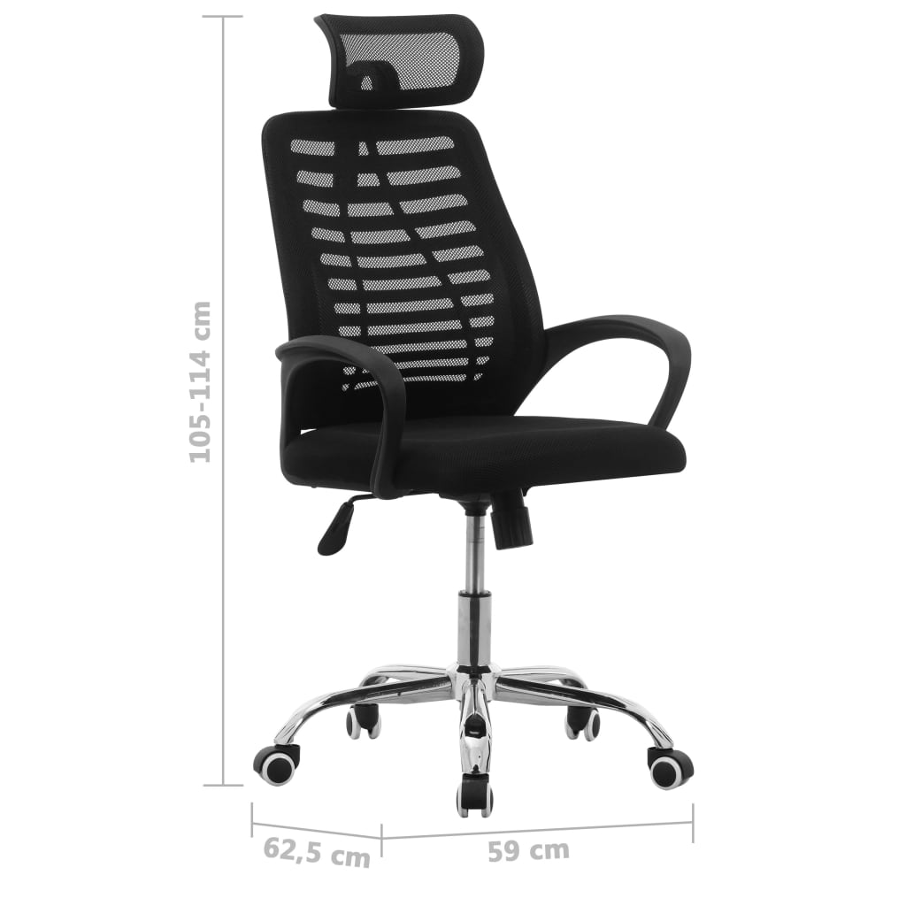 vidaXL Pasukama biuro kėdė, juodos spalvos, tinklinis audinys
