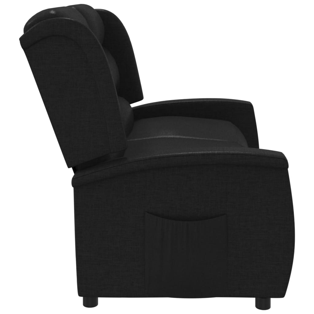 vidaXL Atlošiamas dvivietis krėslas, juodos spalvos, audinys