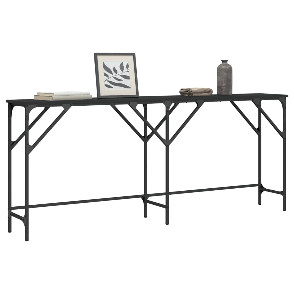 vidaXL Konsolinis staliukas, juodas, 180x29x75cm, apdirbta mediena