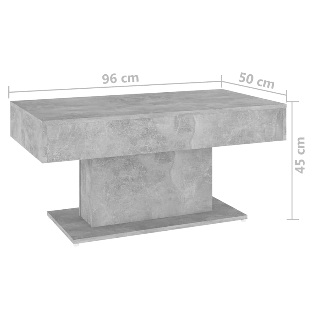vidaXL Kavos staliukas, betono pilkos spalvos, 96x50x45cm, MDP