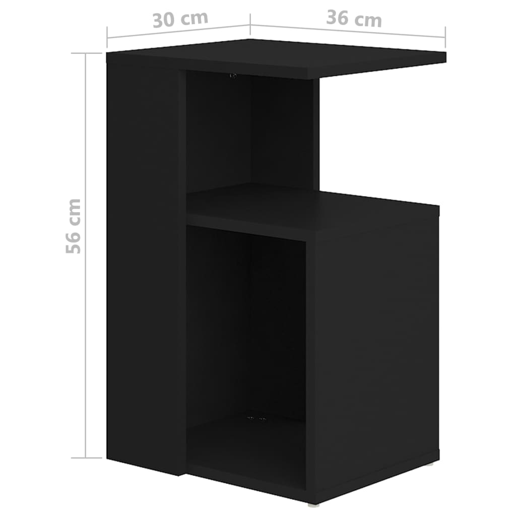 vidaXL Šoninis staliukas, juodos spalvos, 36x30x56cm, MDP