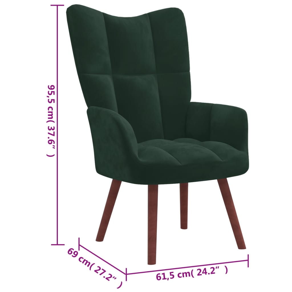 vidaXL Poilsio kėdė, tamsiai žaliai spalvos, aksomas