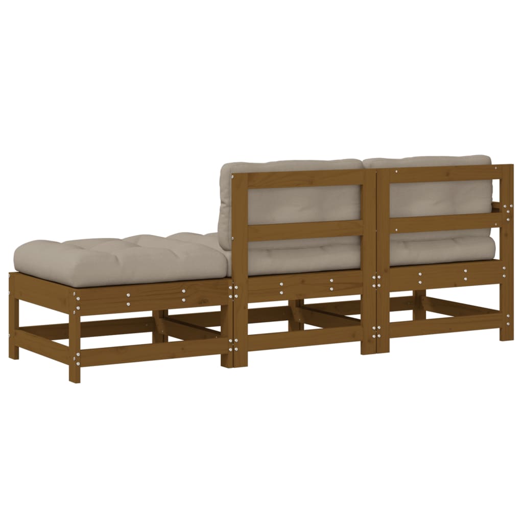 vidaXL Sodo komplektas su pagalvėlėmis, 3 dalių, medaus rudas, mediena