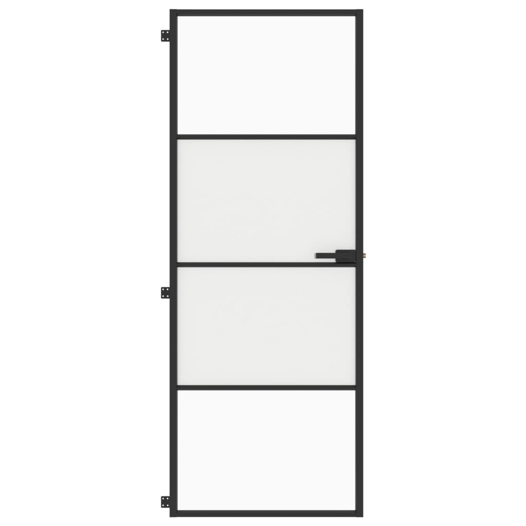 vidaXL Vidaus durys, juodos, 76x201,5cm, grūdintas stiklas/aliuminis