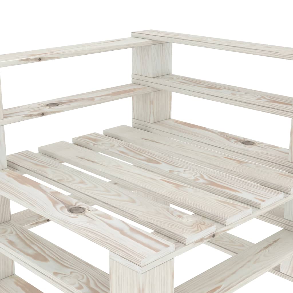 vidaXL Dvivietė sodo sofa iš palečių, balta, mediena (2x49333)