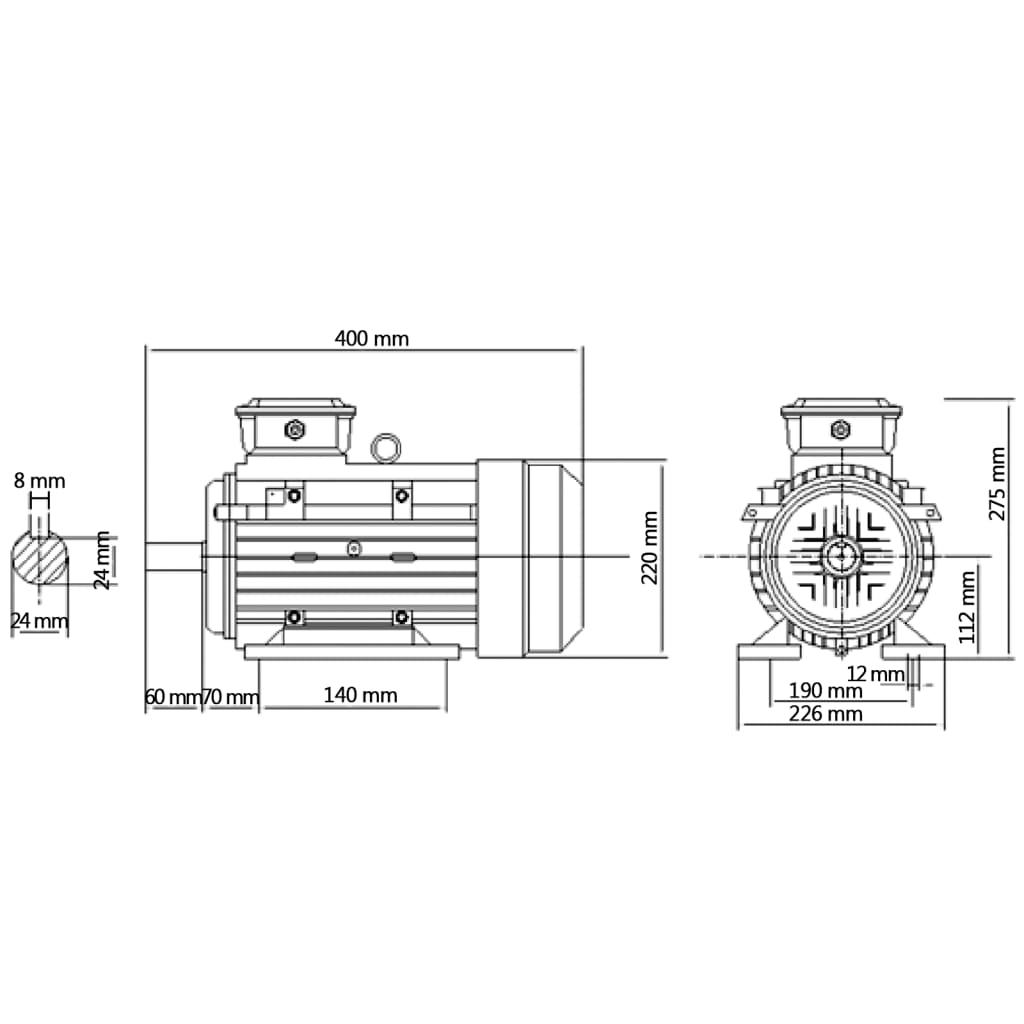 vidaXL Trifazis elektros variklis, 4kW/5,5AG, 2 polių, 2840aps./min.