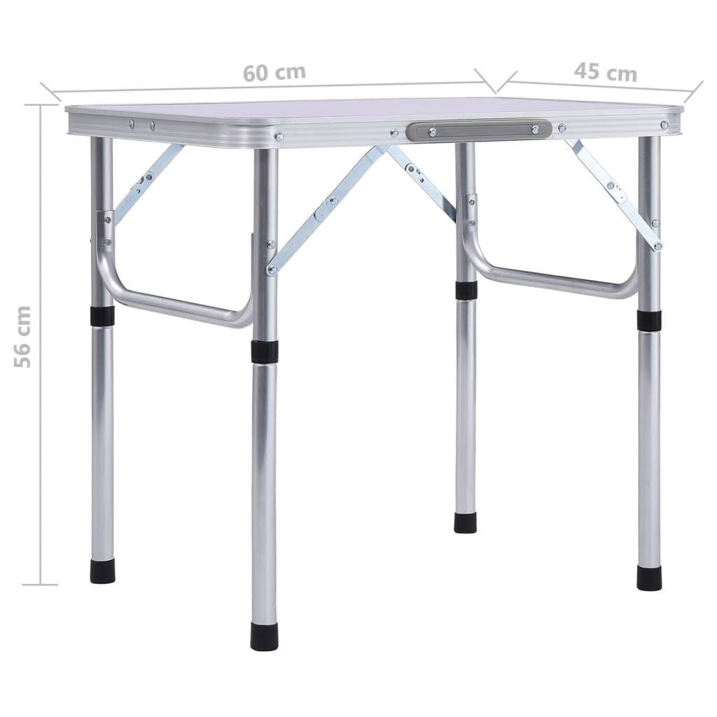 vidaXL Sulankstomas stovyklavimo stalas, baltas, 60x45cm, aliuminis