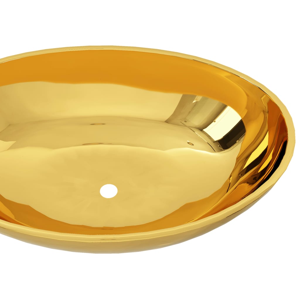vidaXL Praustuvas, 40x33x13,5cm, auksinės sp., keramika